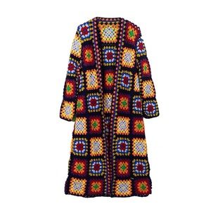 Navy Boho Cardigan Crochet Vintage Granny Coat